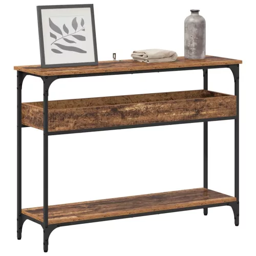 Konzolasztal polcokkal Régi fa 100 x 29 x 75 cm Faanyag