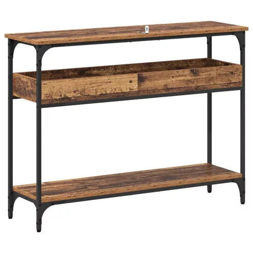 Konzolasztal polcokkal Régi fa 100 x 29 x 75 cm Faanyag