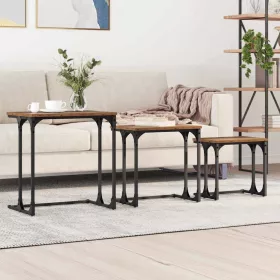   Fészkelt Kávézó Asztal 3 pcs Régi fa 50.5 x 35 x 53 cm Faanyag