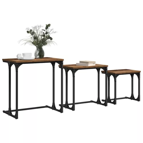 Fészkelt Kávézó Asztal 3 pcs Régi fa 50.5 x 35 x 53 cm Faanyag