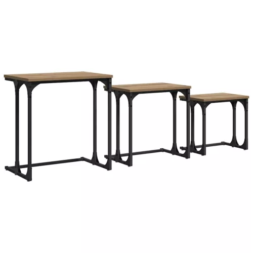 Fészkelt Kávézó Asztal 3 pcs kézműves tölgy 50.5 x 35 x 53 cm
