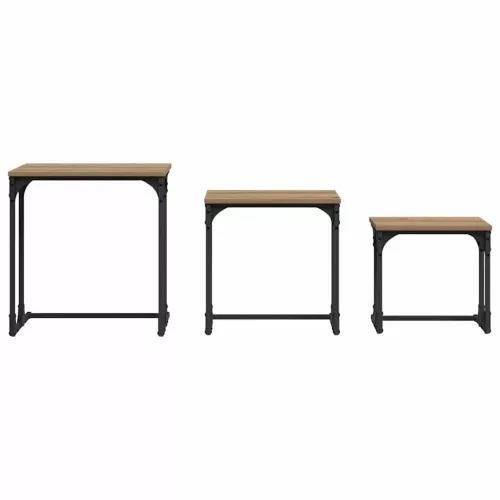 Fészkelt Kávézó Asztal 3 pcs kézműves tölgy 50.5 x 35 x 53 cm