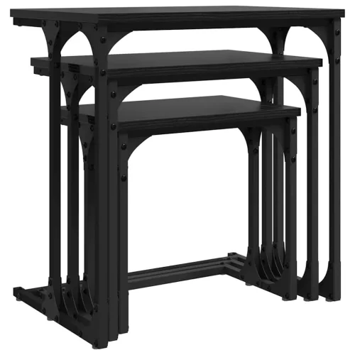 Fészkelt Kávézó Asztal 3 pcs Musta tammi 50.5 x 35 x 53 cm