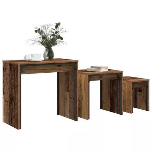Fészkelt Kávézó Asztal 3 pcs Régi fa 60 x 35 x 56 cm Faanyag