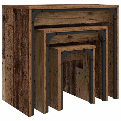 Fészkelt Kávézó Asztal 3 pcs Régi fa 60 x 35 x 56 cm Faanyag