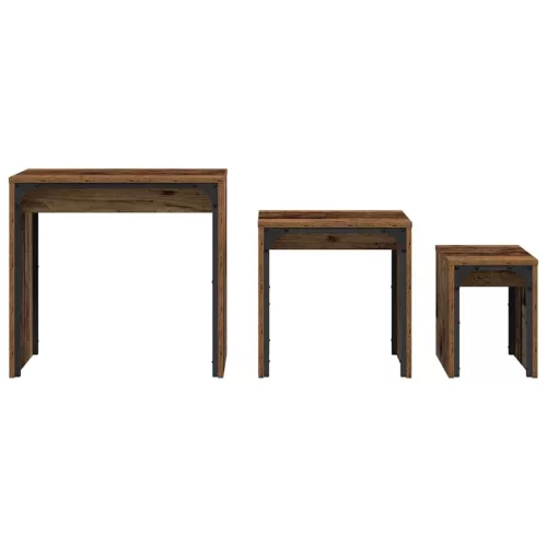 Fészkelt Kávézó Asztal 3 pcs Régi fa 60 x 35 x 56 cm Faanyag