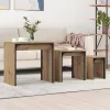 Fészkelt Kávézó Asztal 3 pcs kézműves tölgy 60 x 35 x 56 cm