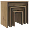 Fészkelt Kávézó Asztal 3 pcs kézműves tölgy 60 x 35 x 56 cm
