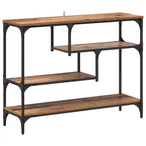 Konzolasztal polcokkal Régi fa 100 x 30 x 75 cm Faanyag