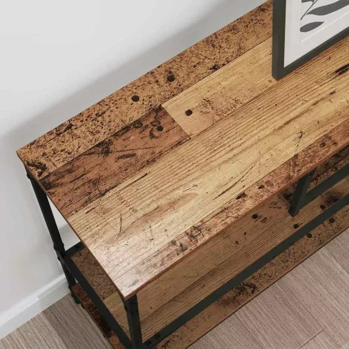 Konzolasztal polcokkal Régi fa 100 x 30 x 75 cm Faanyag