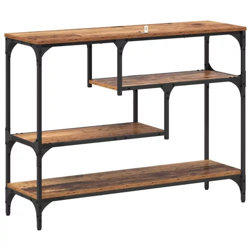 Konzolasztal polcokkal Régi fa 100 x 30 x 75 cm Faanyag
