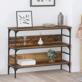 Konzolasztal polcokkal Régi fa 100 x 32 x 75 cm Faanyag