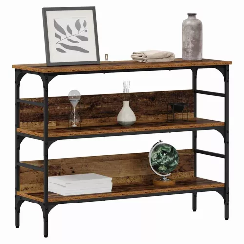 Konzolasztal polcokkal Régi fa 100 x 32 x 75 cm Faanyag