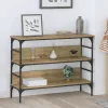 Konzolasztal polcokkal kézműves tölgy 100 x 32 x 75 cm Faanyag