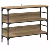 Konzolasztal polcokkal kézműves tölgy 100 x 32 x 75 cm Faanyag