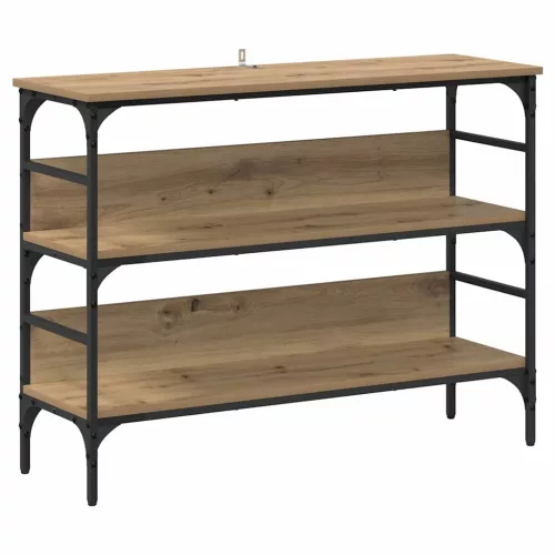 Konzolasztal polcokkal kézműves tölgy 100 x 32 x 75 cm Faanyag