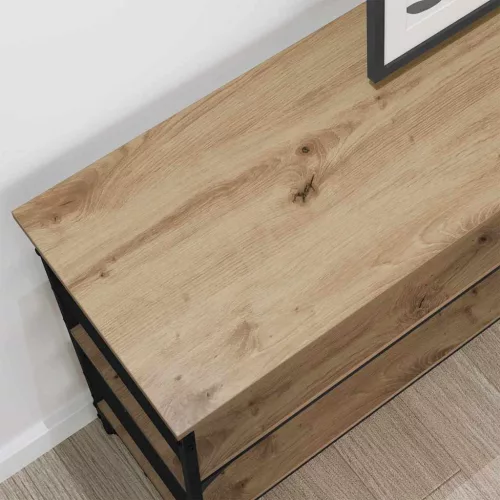 Konzolasztal polcokkal kézműves tölgy 100 x 32 x 75 cm Faanyag