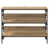 Konzolasztal polcokkal kézműves tölgy 100 x 32 x 75 cm Faanyag