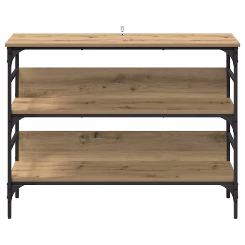Konzolasztal polcokkal kézműves tölgy 100 x 32 x 75 cm Faanyag
