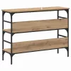 Konzolasztal polcokkal kézműves tölgy 100 x 32 x 75 cm Faanyag