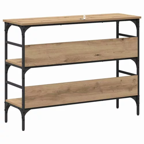 Konzolasztal polcokkal kézműves tölgy 100 x 32 x 75 cm Faanyag