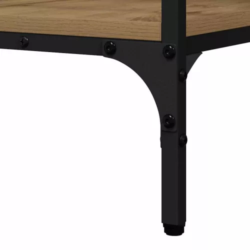 Konzolasztal polcokkal kézműves tölgy 100 x 32 x 75 cm Faanyag
