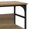 Konzolasztal polcokkal kézműves tölgy 100 x 32 x 75 cm Faanyag