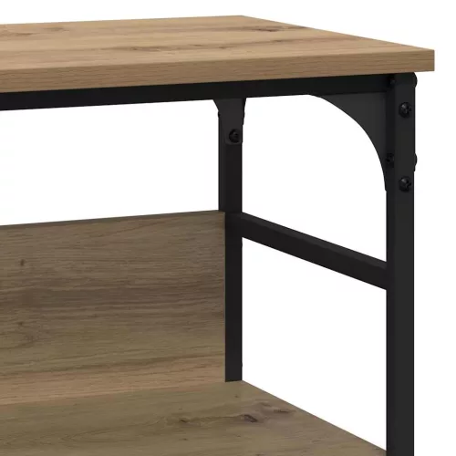 Konzolasztal polcokkal kézműves tölgy 100 x 32 x 75 cm Faanyag