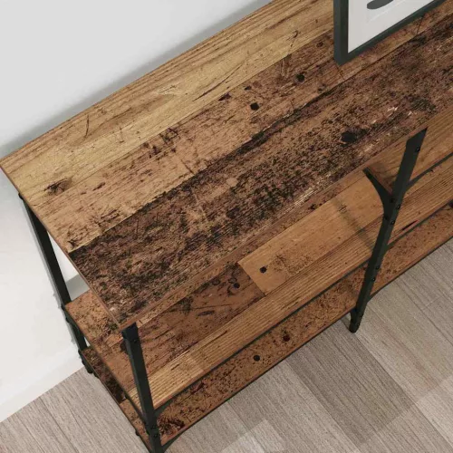 Konzolasztal polcokkal Régi fa 160 x 29 x 80 cm Faanyag