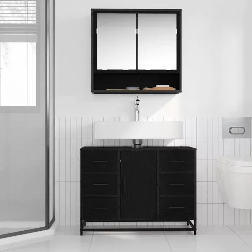 Fürdőszobai mosdószekrény Musta tammi 80 x 33 x 60 cm Faanyag