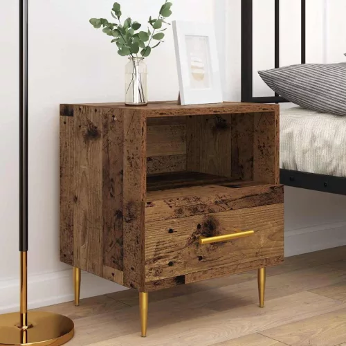 Éjjeli asztal fiókkal 2 pcs Régi fa 40 x 35 x 47.5 cm Faanyag
