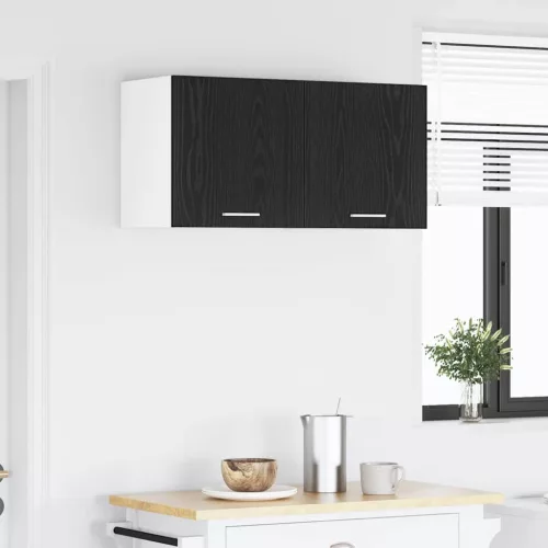 Függő szekrény Riga 2 pcs Fekete tölgy és fehér 40 x 31 x 40 cm