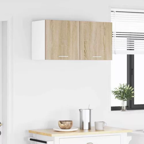 Függő szekrény Riga 2 pcs Sonoma tölgy és fehér 40 x 31 x 40 cm