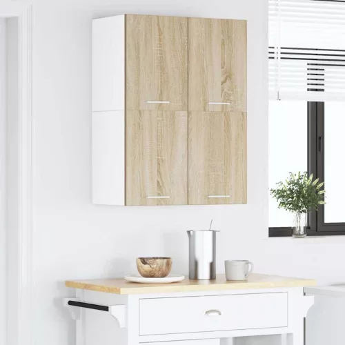 Függő szekrény Riga 2 pcs Sonoma tölgy és fehér 60 x 31 x 40 cm