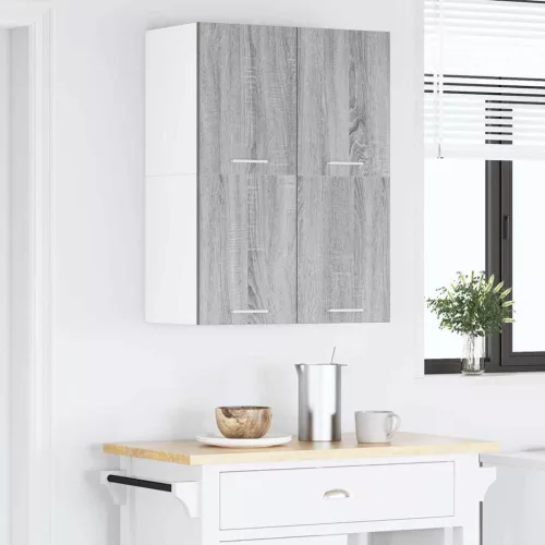 Függő szekrény polcokkal Riga 2 pcs Szürke Sonoma és fehér