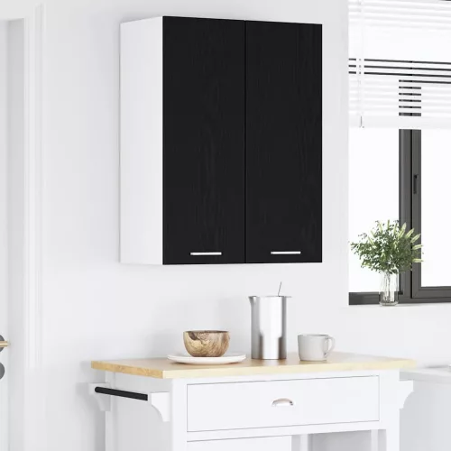 Függő szekrény Riga 2 pcs Fekete tölgy és fehér 30 x 31 x 80 cm
