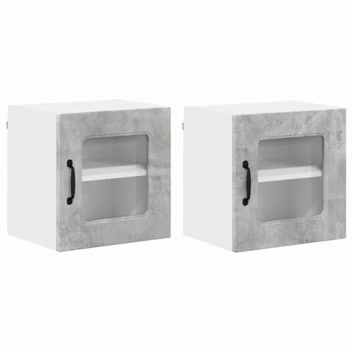 Fali konyhaszekrény 2 pcs Beton Szürke 40 x 31 x 40 cm Faanyag