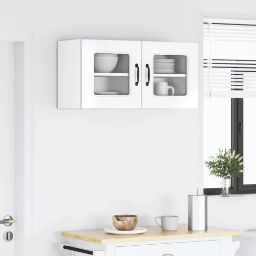 Fali konyhaszekrény 2 pcs Magas Fényű Fehér 40 x 31 x 40 cm