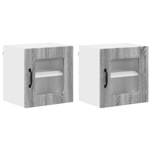 Fali konyhaszekrény 2 pcs Szürke Sonoma 40 x 31 x 40 cm Faanyag