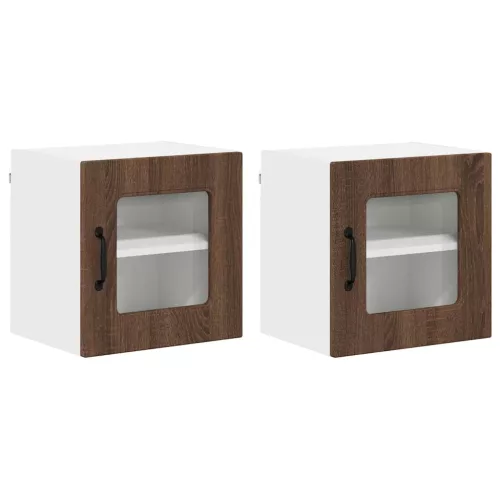 Fali konyhaszekrény 2 pcs Barna Tölgy 40 x 31 x 40 cm Faanyag
