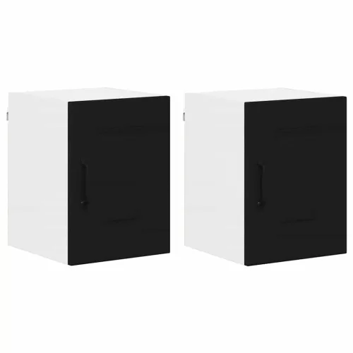 Fali konyhaszekrény 2 pcs Fekete 30 x 31 x 40 cm Faanyag