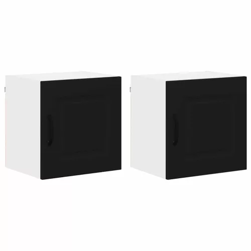 Fali konyhaszekrény 2 pcs Fekete 40 x 31 x 40 cm Faanyag