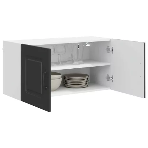 Fali konyhaszekrény polcokkal Fekete 80 x 31 x 40 cm Faanyag
