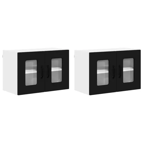 Fali konyhaszekrény 2 pcs Fekete 60 x 31 x 40 cm Faanyag