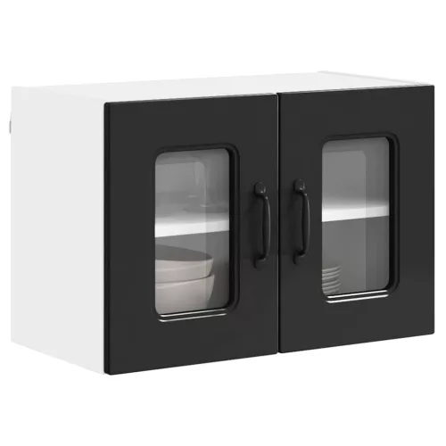 Fali konyhaszekrény 2 pcs Fekete 60 x 31 x 40 cm Faanyag