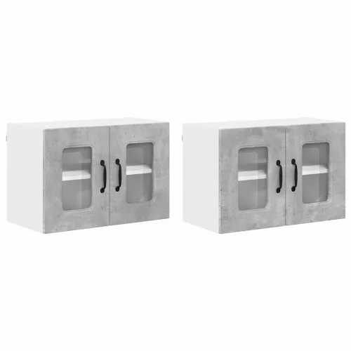Fali konyhaszekrény 2 pcs Beton Szürke 60 x 31 x 40 cm Faanyag