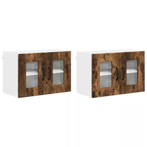 Fali konyhaszekrény 2 pcs Füstölt tölgy 60 x 31 x 40 cm Faanyag