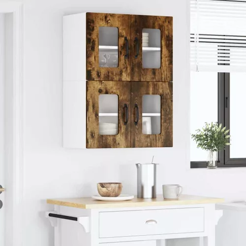 Fali konyhaszekrény 2 pcs Füstölt tölgy 60 x 31 x 40 cm Faanyag