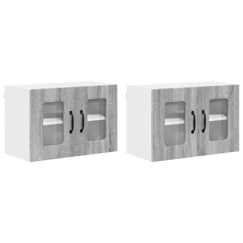 Fali konyhaszekrény 2 pcs Szürke Sonoma 60 x 31 x 40 cm Faanyag
