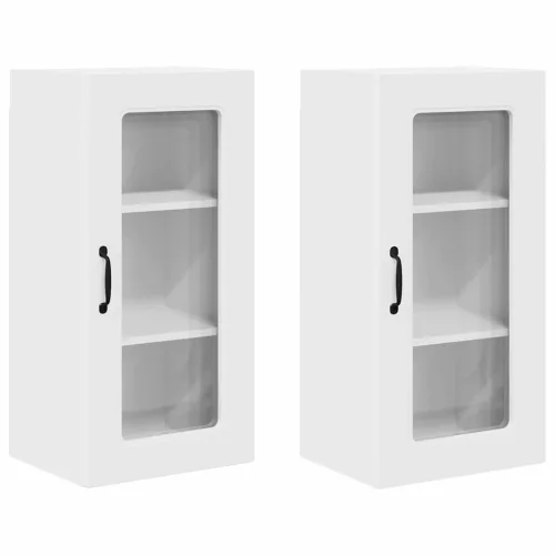 Fali konyhaszekrény ajtóval 2 pcs Fehér 40 x 31 x 80 cm Faanyag